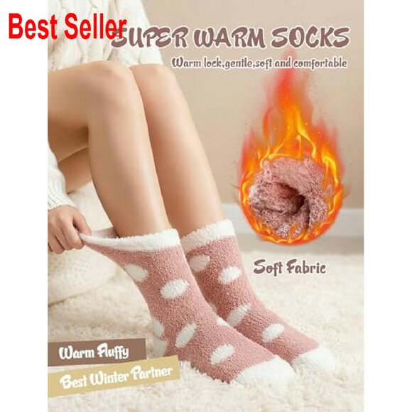 Fuzzy Slipper Socks Cloud Cozy Soft Fluffy Winter Warm Comfy Barefoot - Picture 3 of 8